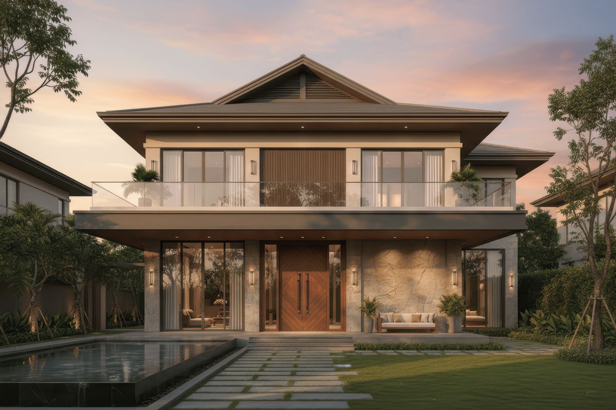 99+ Mẫu biệt thự 2 tầng mái nhật đẹp sang trọng kèm bản vẽ & báo giá 38 Cây xanh giúp điều hòa vi khí hậu cho tổng thể công trình (Ảnh: Sưu tầm)