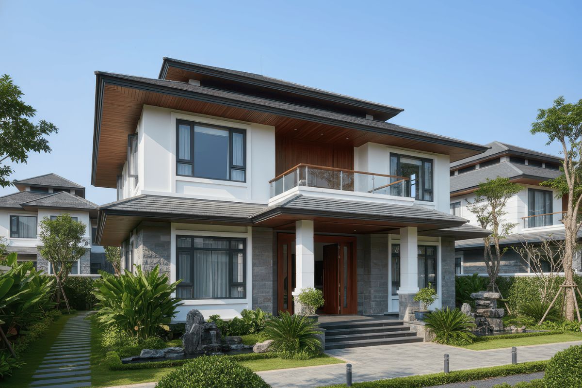 99+ Mẫu biệt thự 2 tầng mái nhật đẹp sang trọng kèm bản vẽ & báo giá 50 Mái Nhật giúp công trình cân đối, thanh thoát (Ảnh: Sưu tầm)