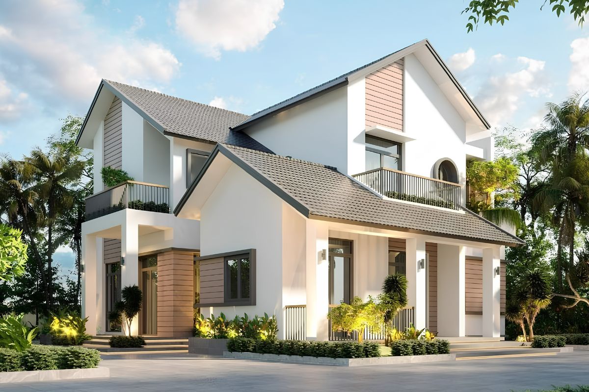 Top mẫu biệt thự 2 tầng mái Thái hiện đại đẹp nhất 2026 1 Mẫu biệt thự 2 tầng mái thái hiện đại đẹp nhất 2026 ghi dấu ấn bằng hình khối thanh thoát, mái dốc cao ráo và tỷ lệ kiến trúc chuẩn mực (Ảnh: Sưu tầm)