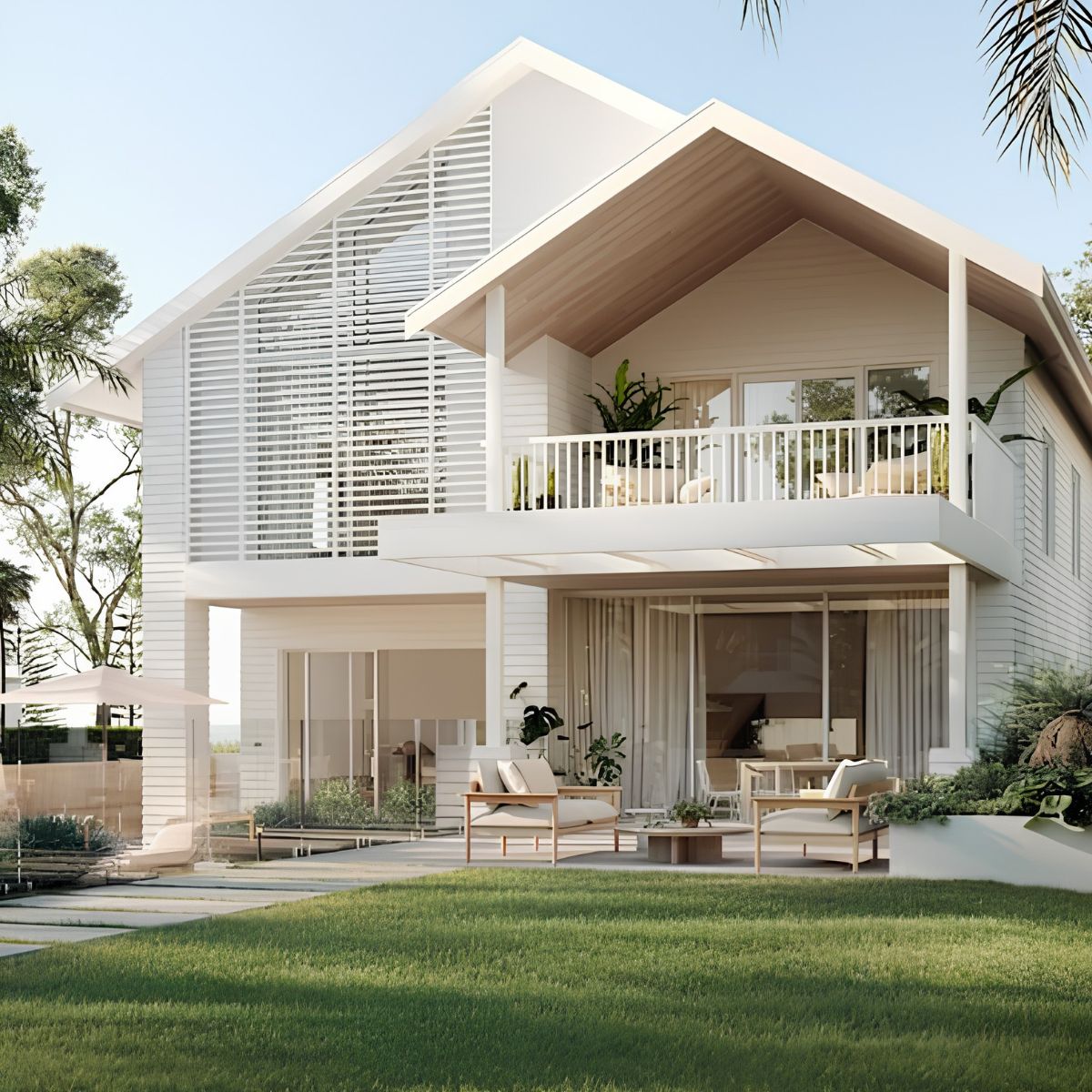 Top mẫu biệt thự 2 tầng mái Thái hiện đại đẹp nhất 2026 5 Thiết kế biệt thự 2 tầng mái Thái hiện đại chữ L giúp tối ưu diện tích và tăng tính riêng tư hiệu quả (Ảnh: Sưu tầm)