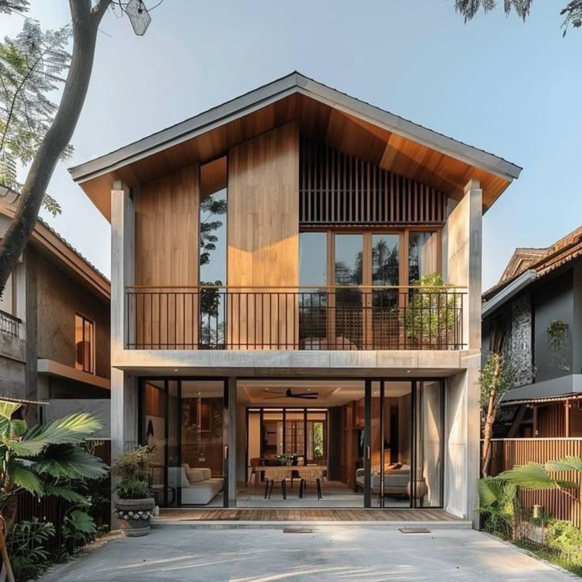 Top mẫu biệt thự 2 tầng mái Thái hiện đại đẹp nhất 2026 9 Thi công biệt thự 2 tầng mái thái hiện đại cần độ dốc mái chuẩn để đảm bảo thẩm mỹ và kỹ thuật (Ảnh: Sưu tầm)