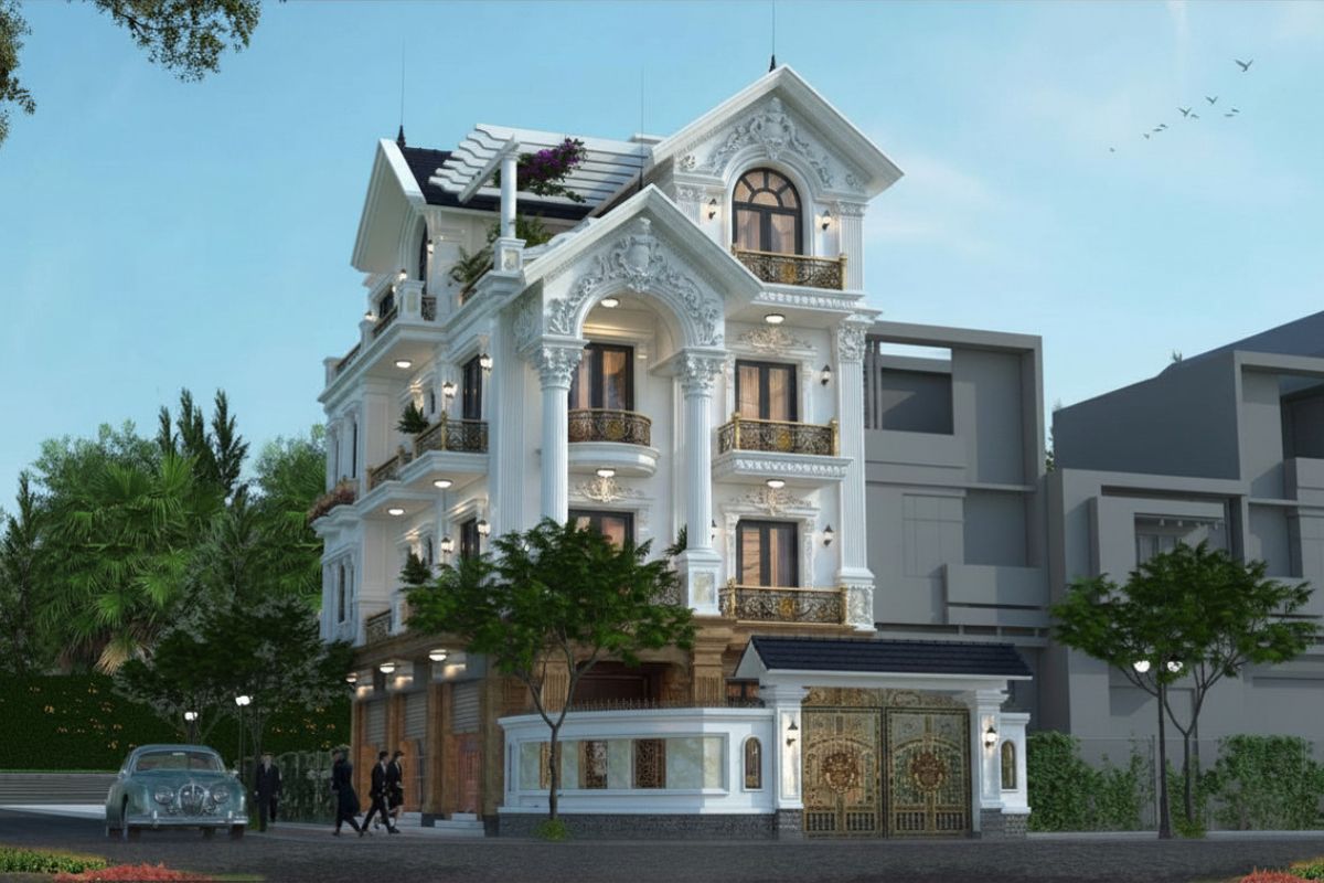 30+ Mẫu biệt thự 4 tầng cổ điển đẳng cấp kèm chi phí xây dựng thực tế 2026 16 Hệ mái dốc với khả năng cách nhiệt tốt phù hợp khí hậu Việt Nam (Ảnh: Sưu tầm)