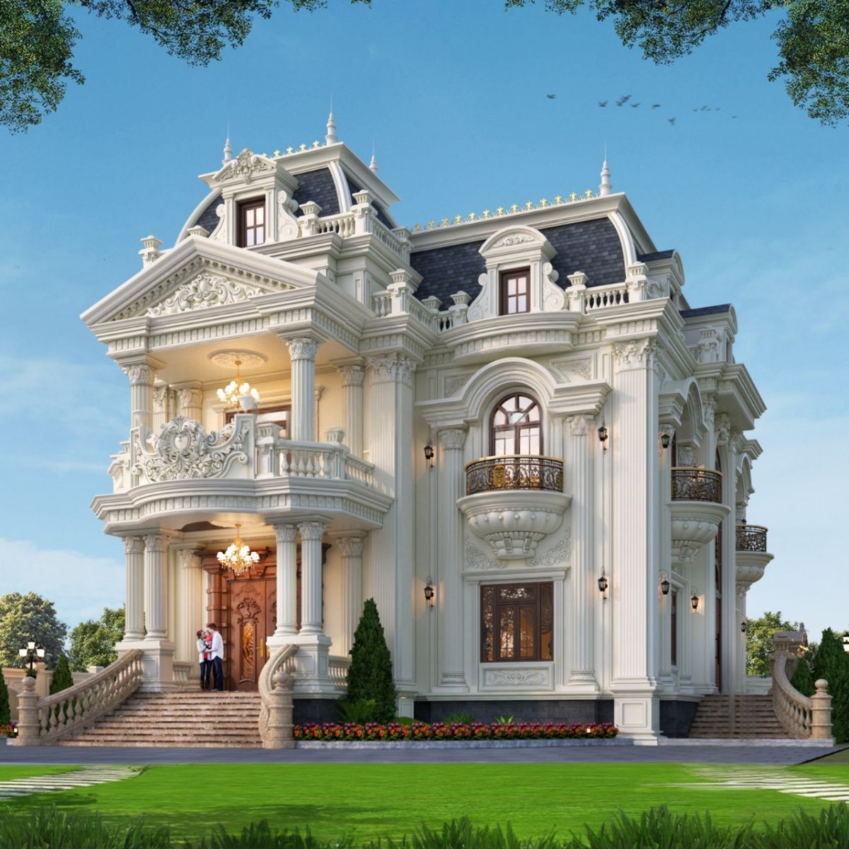 Biệt thự cổ điển là gì? Khám phá tinh hoa kiến trúc vượt thời gian 5 Hệ thức cột không chỉ đóng vai trò chịu lực mà còn định hình thẩm mỹ và chiều sâu cho thiết kế mặt tiền biệt thự cổ điển