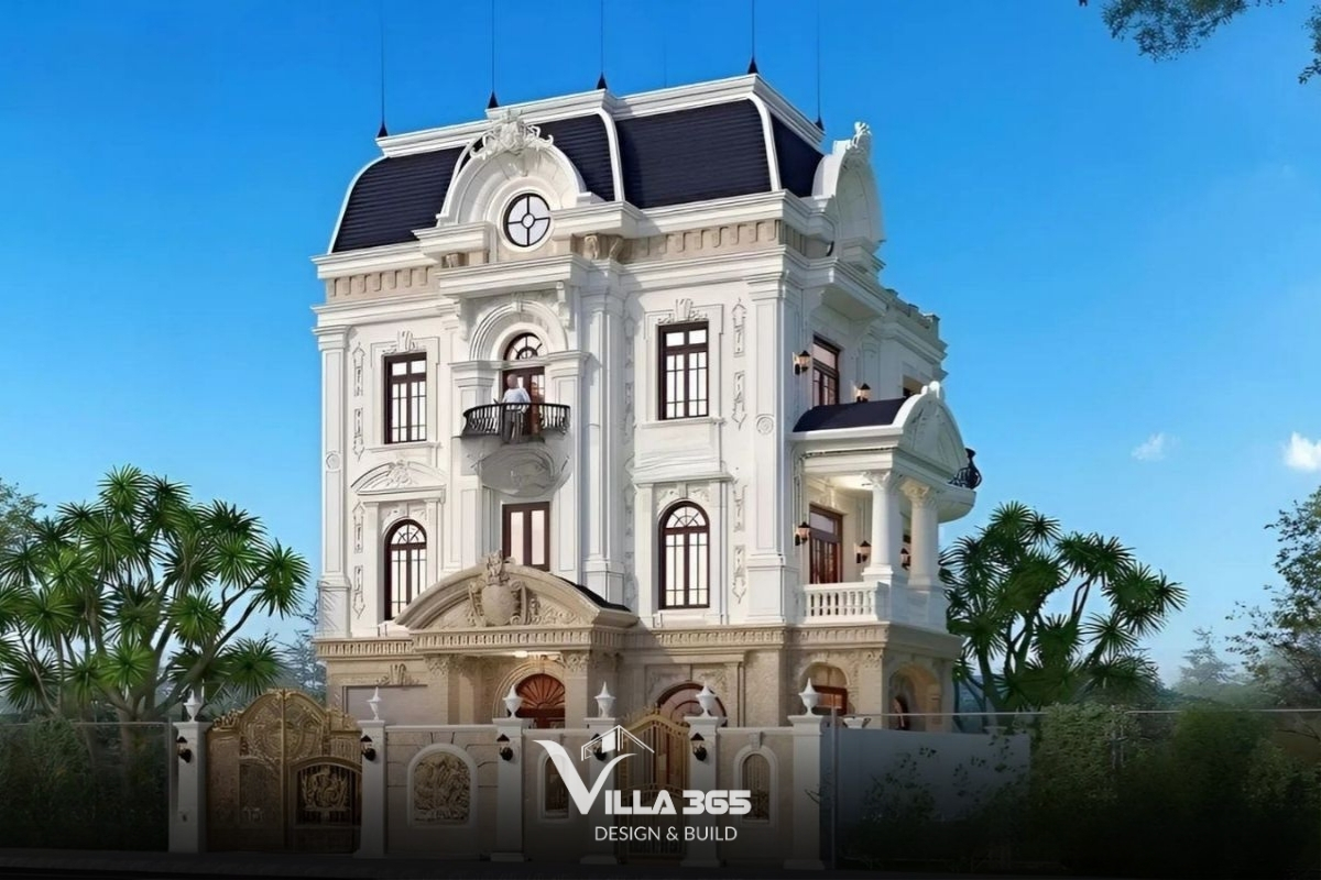 10+ Mẫu biệt thự cổ điển mái Mansard đẹp & bản vẽ công năng 2026 2 Biệt thự cổ điển mái Mansard không chỉ mang dấu ấn quý tộc châu Âu mà còn chinh phục gia chủ nhờ vẻ đẹp bề thế và công năng vượt trội