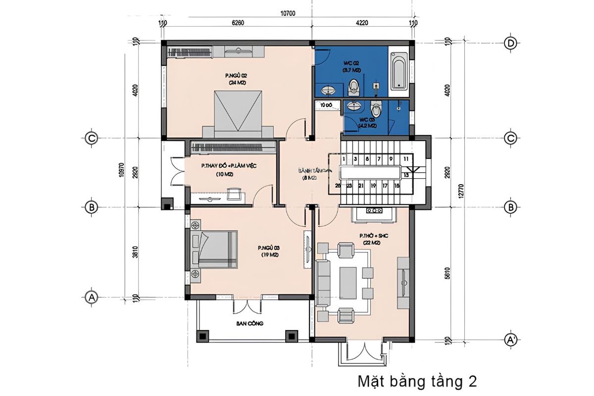 Bản vẽ biệt thự cổ điển mái Thái tầng trên – thiết kế chuẩn nghỉ dưỡng, riêng tư và chuẩn phong thủy (Ảnh: Sưu tầm)