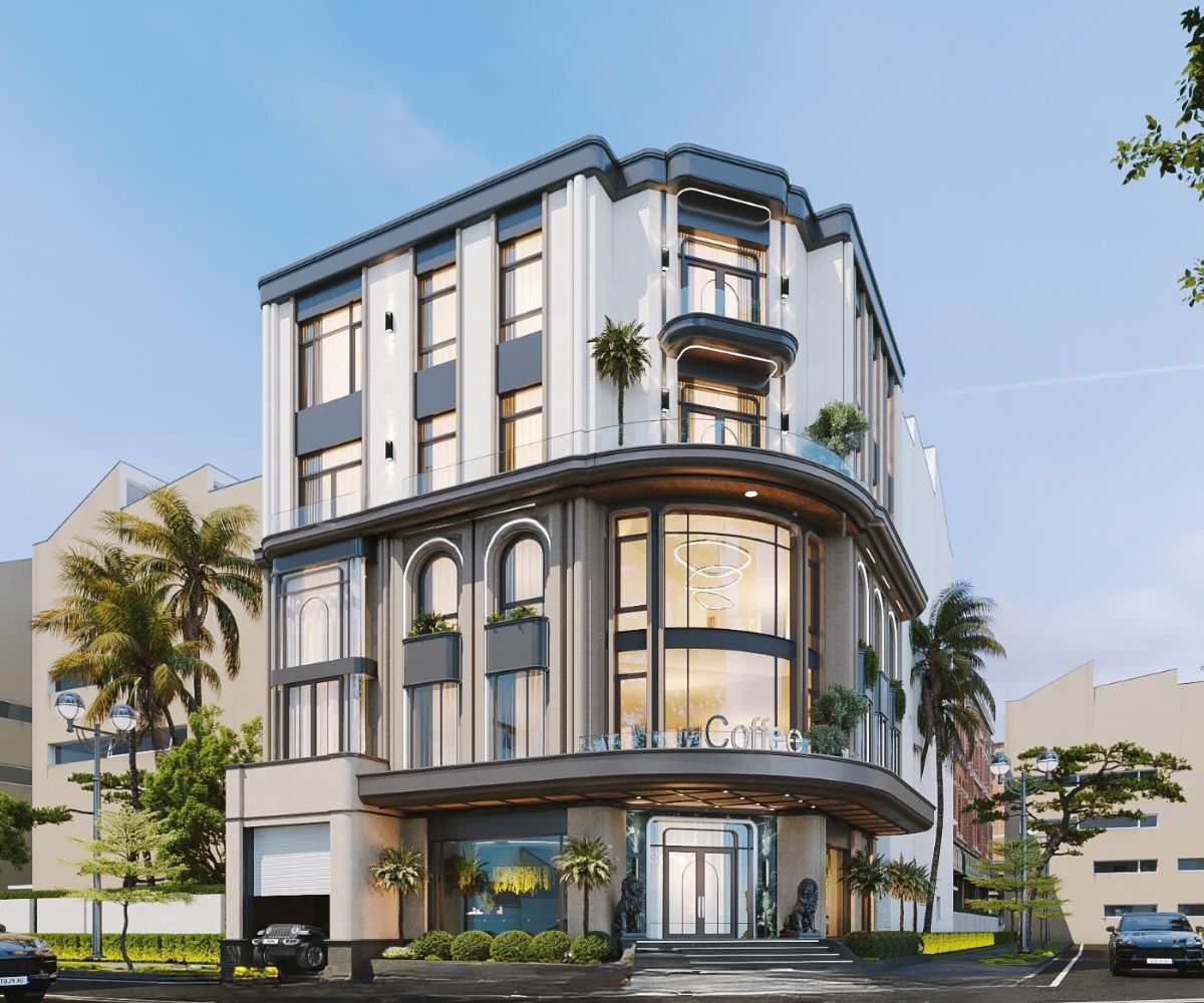 35+ mẫu biệt thự hiện đại 2 mặt tiền đẹp, bản vẽ & kinh nghiệm thiết kế 2026 4 Biệt thự hiện đại 2 mặt tiền là lựa chọn lý tưởng để kết hợp kinh doanh nhờ vị trí góc đắc địa (Ảnh: Sưu tầm)