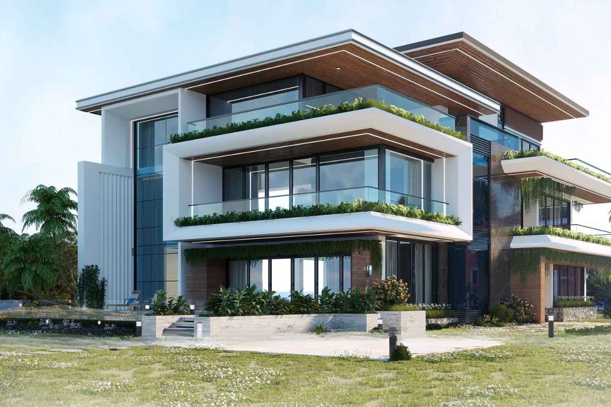 35+ mẫu biệt thự hiện đại 2 mặt tiền đẹp, bản vẽ & kinh nghiệm thiết kế 2026 7 Nhà 2 mặt tiền đẹp kết hợp sân vườn mang đến không gian sống xanh và thư giãn (Ảnh: Sưu tầm)