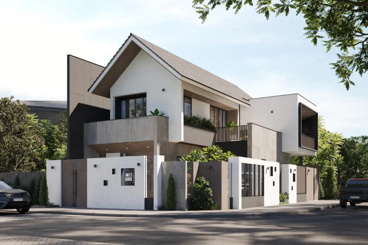 35+ mẫu biệt thự hiện đại 2 mặt tiền đẹp, bản vẽ & kinh nghiệm thiết kế 2026 14 Biệt thự hiện đại 2 mặt tiền 2 tầng giúp không gian luôn thoáng sáng (Ảnh: Sưu tầm)