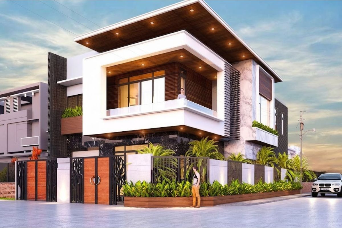 35+ mẫu biệt thự hiện đại 2 mặt tiền đẹp, bản vẽ & kinh nghiệm thiết kế 2026 29 Biệt thự hiện đại 2 mặt tiền là biểu tượng sống đẳng cấp trong đô thị hiện đại (Ảnh: Sưu tầm)