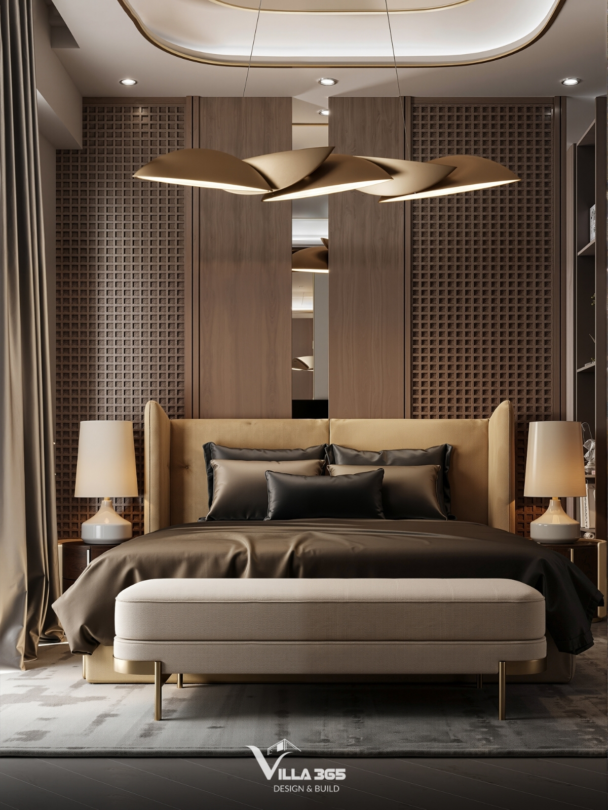 Plateau Villa - Biệt thự nghỉ dưỡng trên cao nguyên để gia chủ “chạy trốn” đô thị, tìm về bình yên 15 Hai mảng tường lớn với họa tiết ô vuông nhỏ tạo nên bề mặt có chiều sâu và tính nhịp điệu cao
