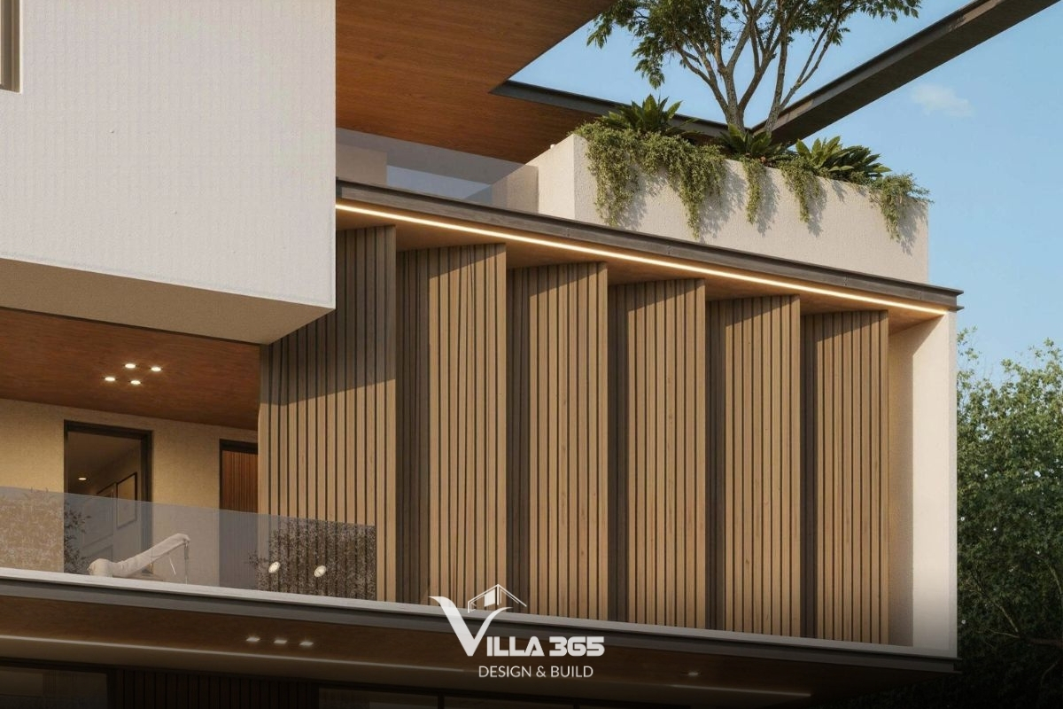 Nest Villa - Biệt thự “đóng ngoài – mở trong” dành cho gia chủ hướng nội 4 Hệ lam mặt đứng được tính toán góc nghiêng nhằm kiểm soát bức xạ và tối ưu thông gió tự nhiên