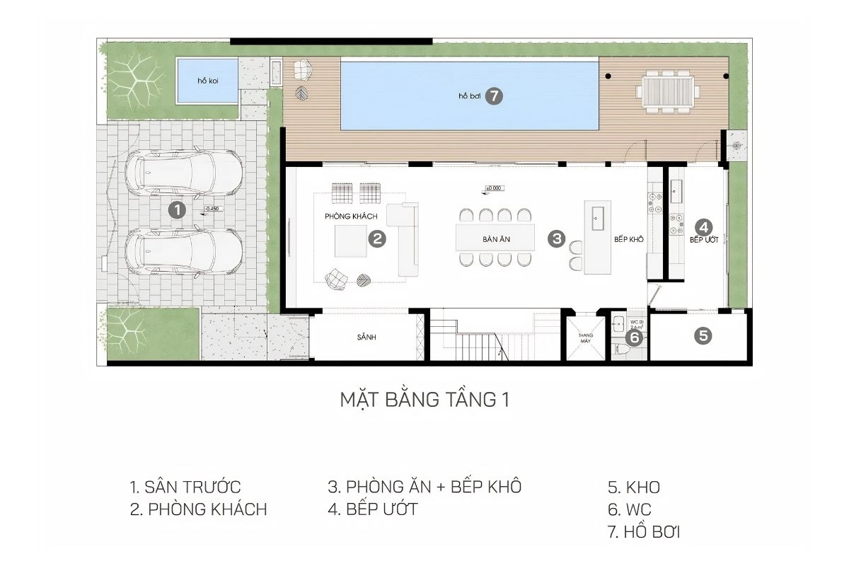 Kết nối không gian sống linh hoạt qua bản vẽ biệt thự hiện đại có hồ bơi, tối ưu công năng và trải nghiệm (Ảnh: Sưu tầm)
