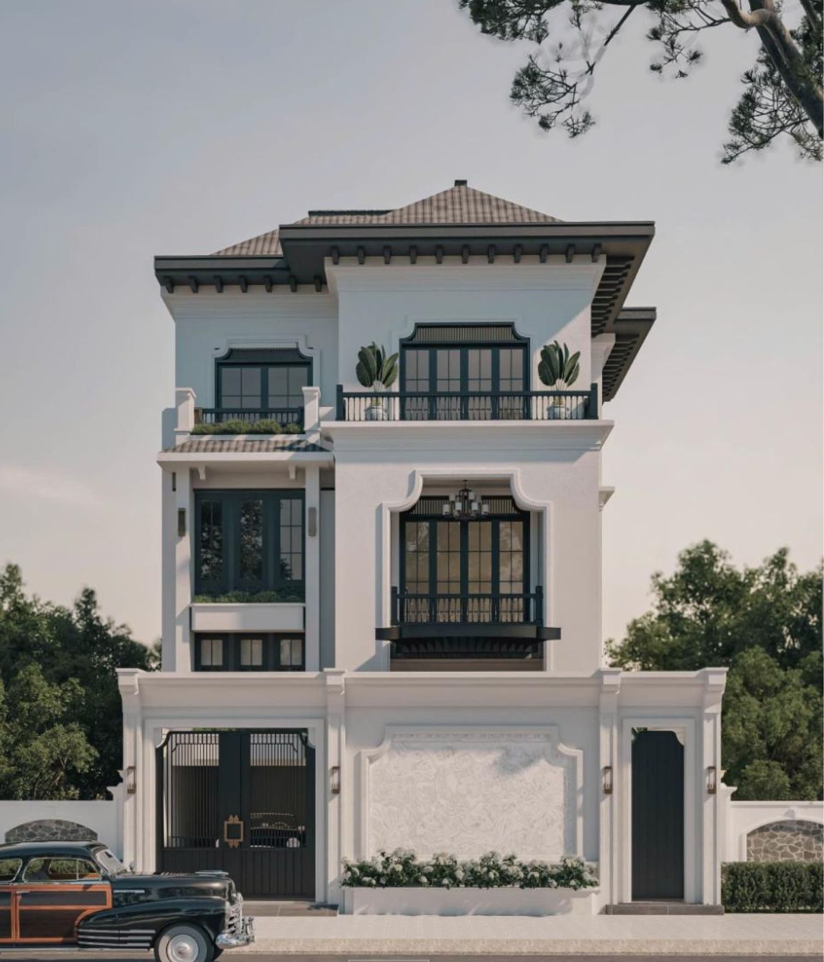 30+ Mẫu biệt thự Indochine đẹp nhất 2026 (kèm mặt bằng & chi phí thực tế) 27 Tổng thể tạo nên một nhà Indochine đẹp phù hợp xu hướng sống mới (Ảnh: Sưu tầm)