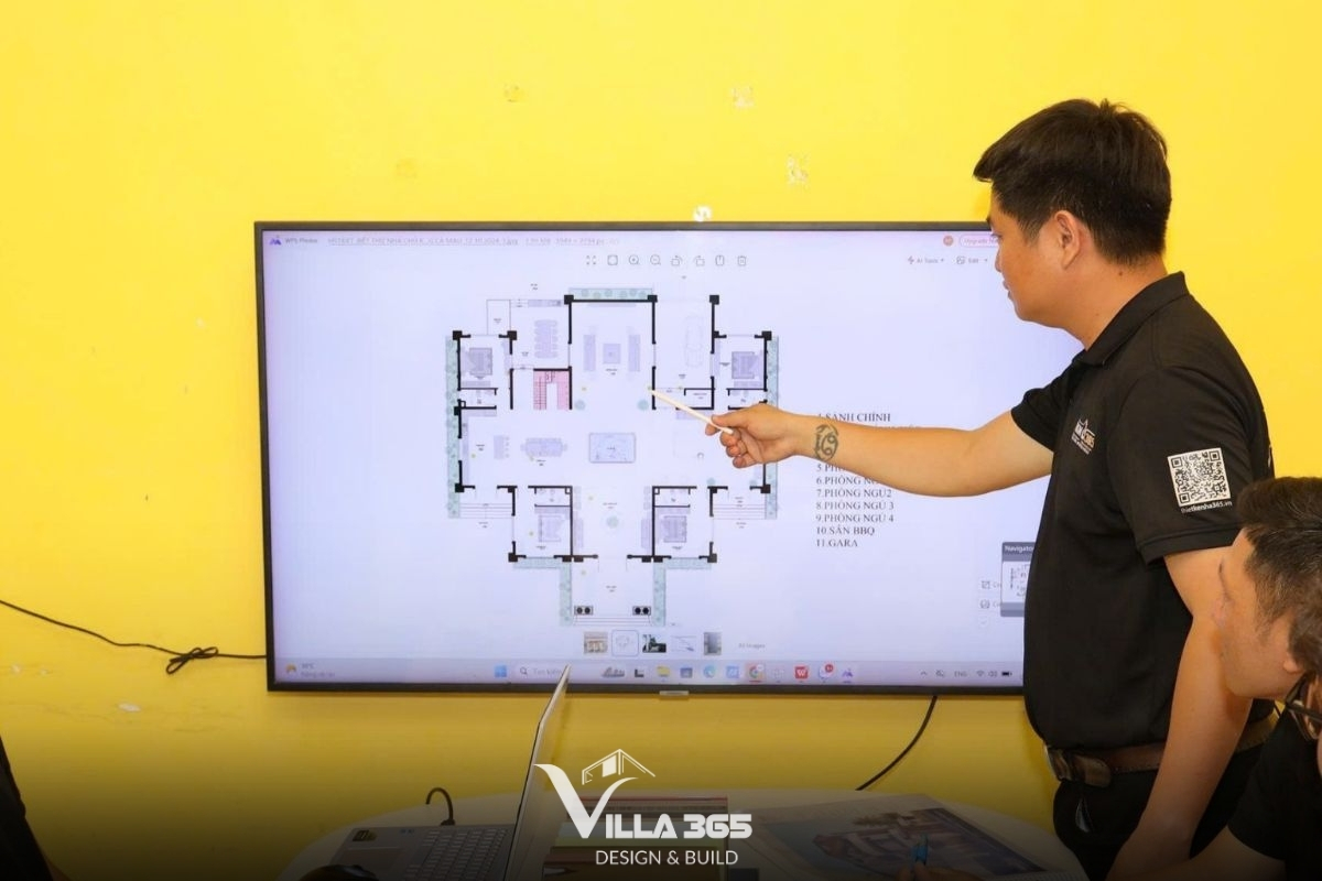 Quy trình thiết kế thi công biệt thự chi tiết và chuyên nghiệp 2026 5 Thiết kế nội thất đồng bộ giúp hoàn thiện quy trình thiết kế thi công biệt thự với không gian sống hài hòa và tiện nghi