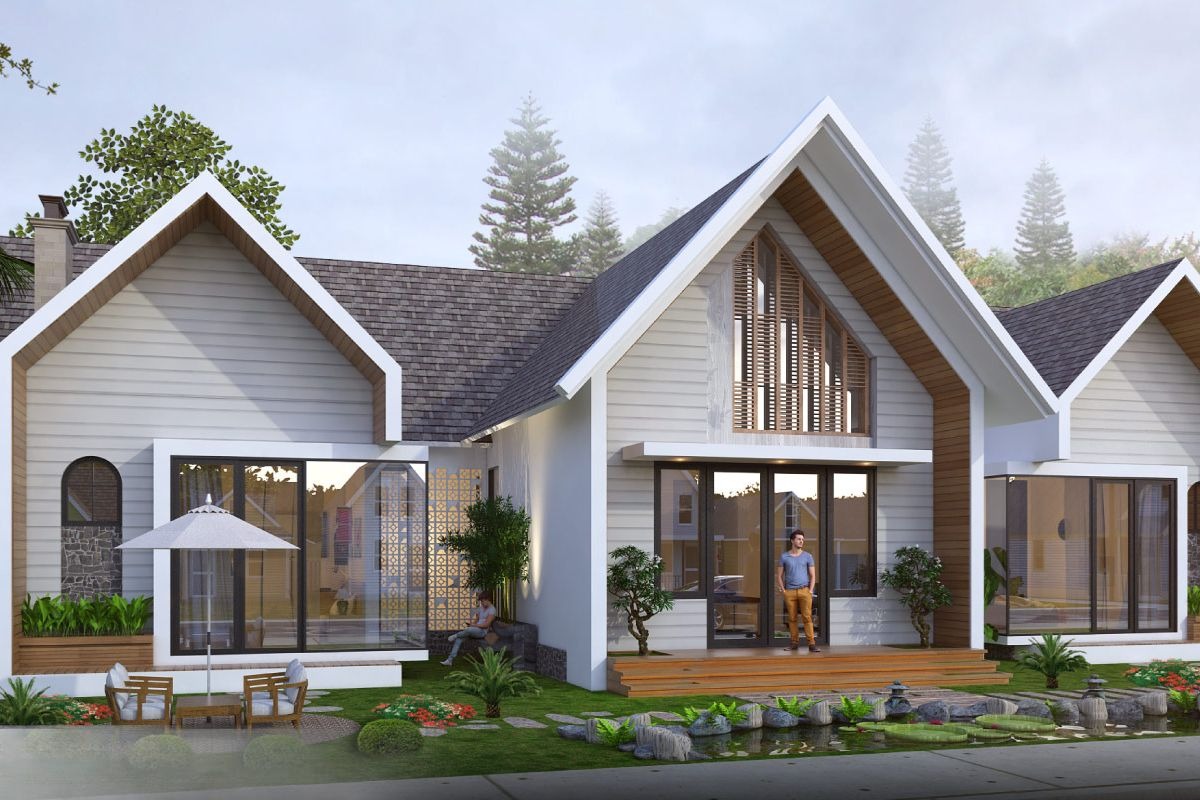 Biệt thự 1 tầng 200m² với không gian sinh hoạt được bố trí khoa học, thuận tiện cho gia đình. ( Ảnh: Sưu tầm (