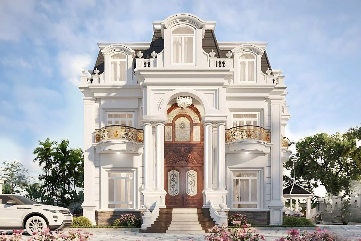 Các chi tiết phào chỉ và hệ cột đối xứng giúp công trình giữ được giá trị thẩm mỹ lâu dài 