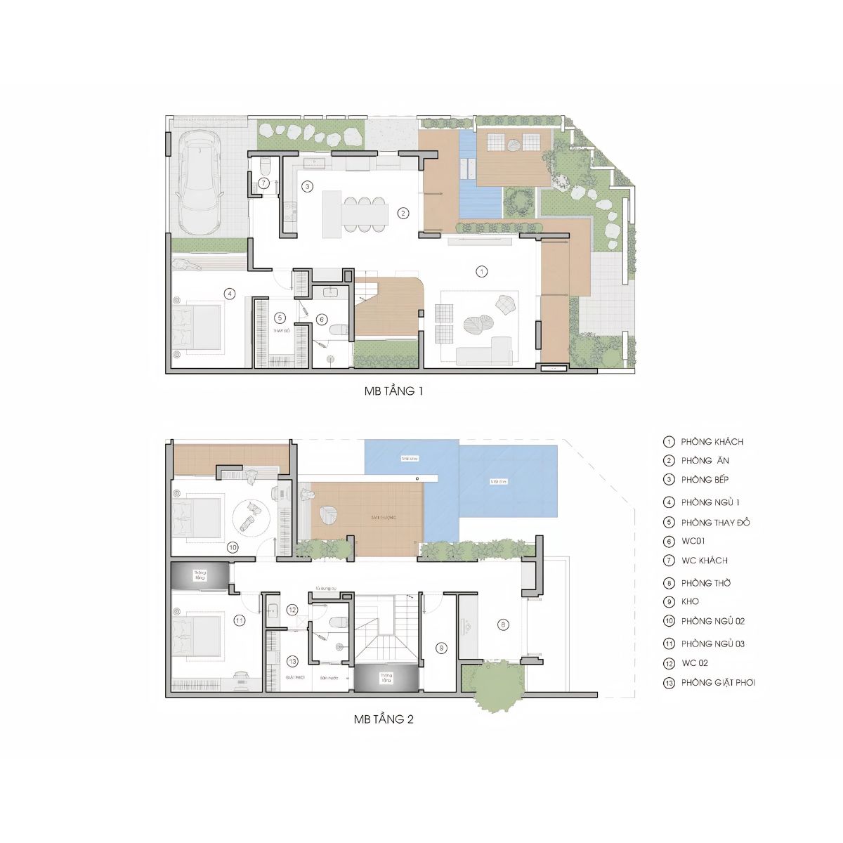 Bản vẽ biệt thự 200m2 3 phòng ngủ hoặc biệt thự 200m2 4 phòng ngủ trên nền đất 10x20m giúp tối ưu không gian sống khoa học (Ảnh: Sưu tầm)