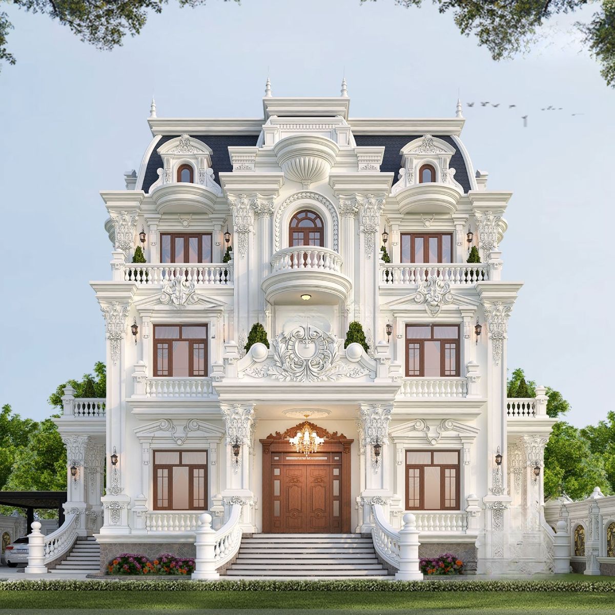 Biệt thự 5 phòng ngủ đẹp phong cách cổ điển thể hiện đẳng cấp và sự bề thế vượt thời gian (Ảnh: Sưu tầm)