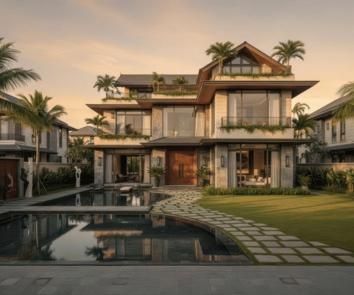 Chi phí hoàn thiện nhà chữ L 3 tầng linh hoạt theo vật liệu và mức độ đầu tư nội thất (Ảnh: Sưu tầm)