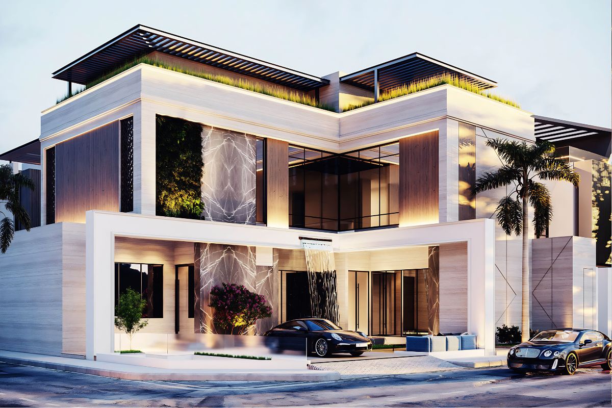 Mẫu thiết kế biệt thự 500m2 đẹp đẳng cấp & bản vẽ công năng chi tiết 9 Thiết kế biệt thự 500m2 mái bằng 2 tầng là lựa chọn lý tưởng cho gia chủ yêu thích phong cách hiện đại (Ảnh: Sưu tầm)