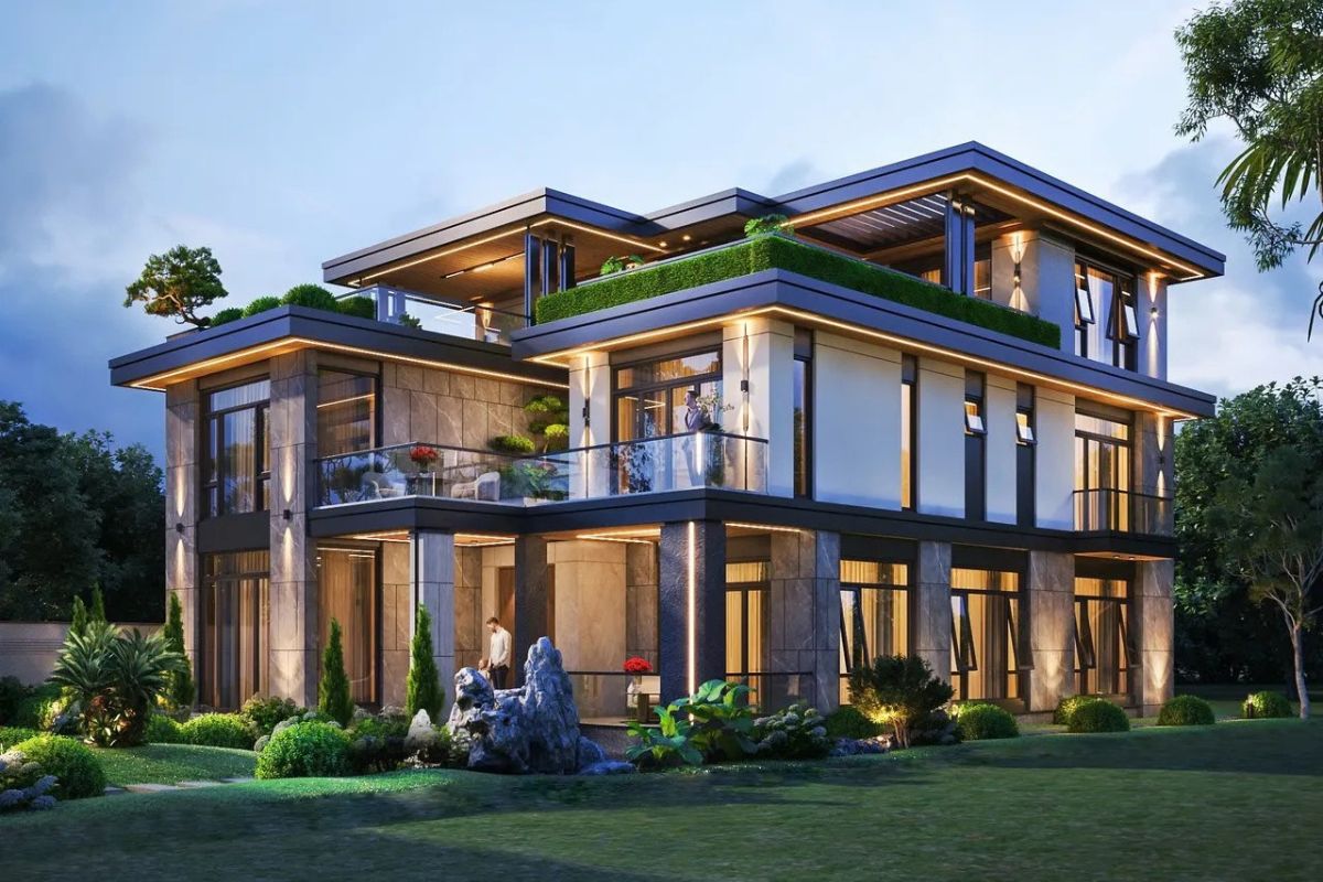 Mẫu biệt thự mái bằng hiện đại hòa mình với thiên nhiên, nâng cao chất lượng sống (Ảnh: Sưu tầm)