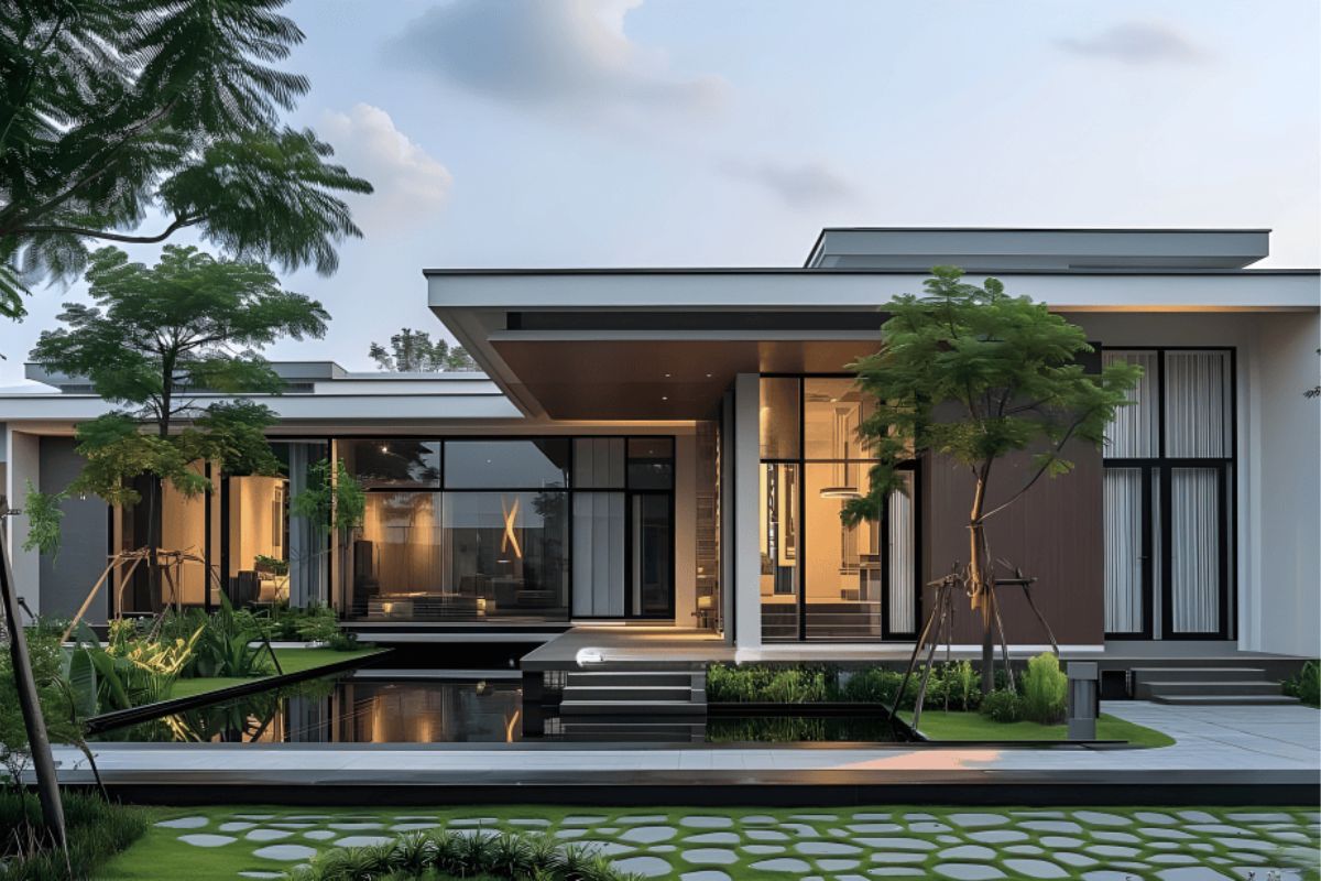 Biệt thự mái bằng 1 tầng tối giản, tiện nghi và dễ sử dụng cho mọi lứa tuổi (Ảnh: Sưu tầm)
