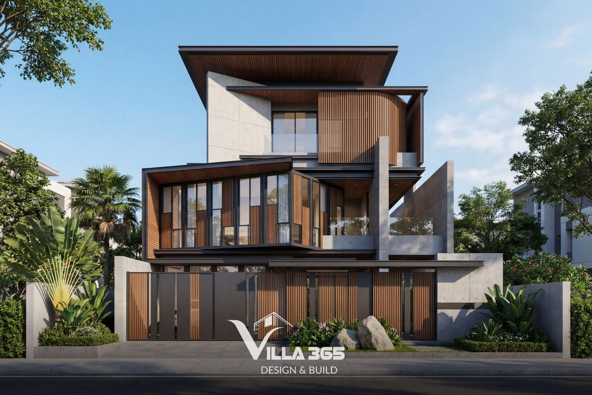 Biệt thự phong cách hiện đại với mái bằng mang vẻ đẹp tinh gọn
