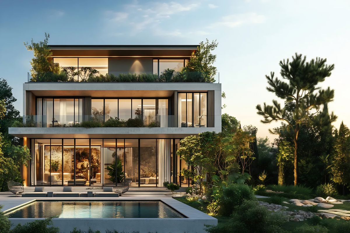 Villa mái bằng có bể bơi mang đến trải nghiệm sống đẳng cấp (Ảnh: Sưu tầm)