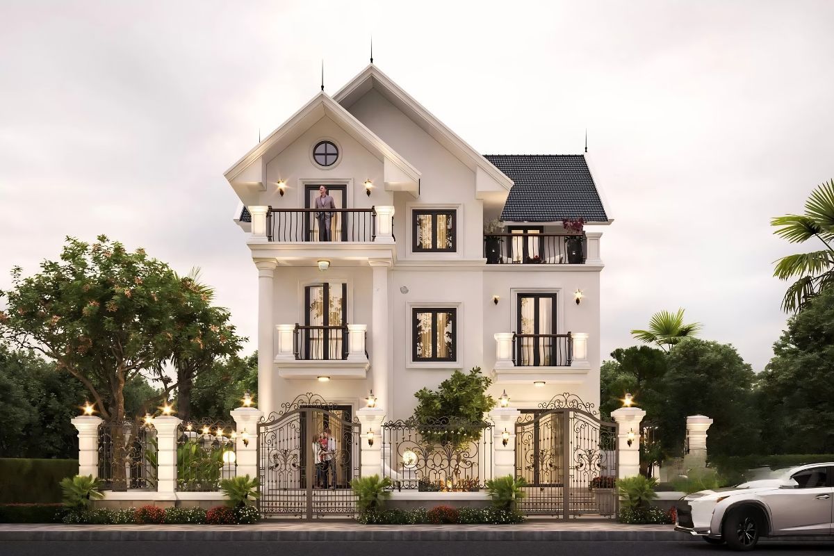 Mẫu biệt thự mái Thái 3 tầng nổi bật với kiến trúc sang trọng và công năng đa dạng (Ảnh: Sưu tầm)