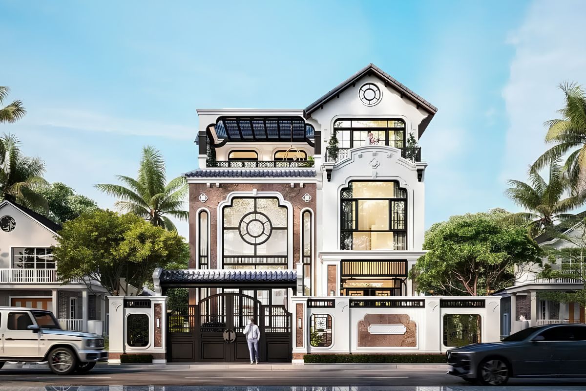 Mặt tiền sang trọng kết hợp cây xanh mang đến vẻ đẹp hiện đại và thông thoáng (Ảnh: Sưu tầm)