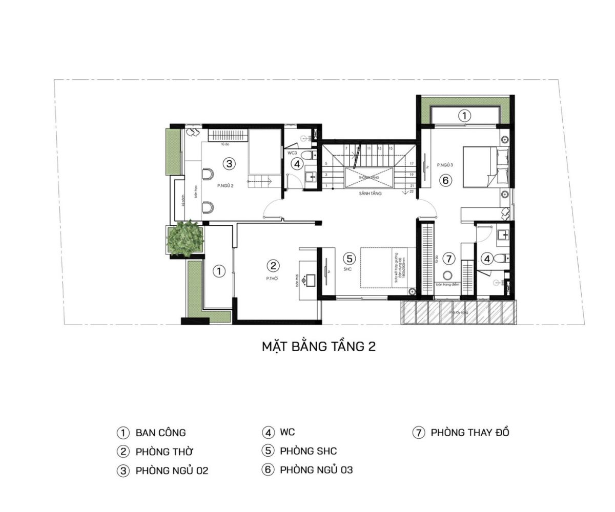 Mẫu biệt thự 250m2 đẹp đẳng cấp, tối ưu công năng & báo giá 2026 15 Khu vực nghỉ ngơi an tĩnh, thoáng sáng nhờ ban công và cửa sổ lớn (Ảnh: Sưu tầm)