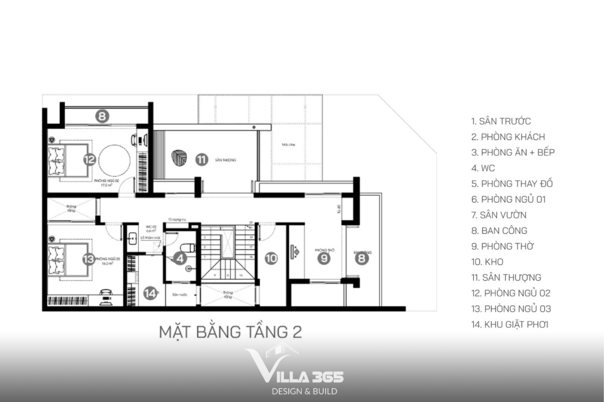 D’s Villa - Thiết kế nội thất với cảm hứng từ nếp nhà xưa 17 Bản vẽ bố trí công năng của D’s Villa tầng 2