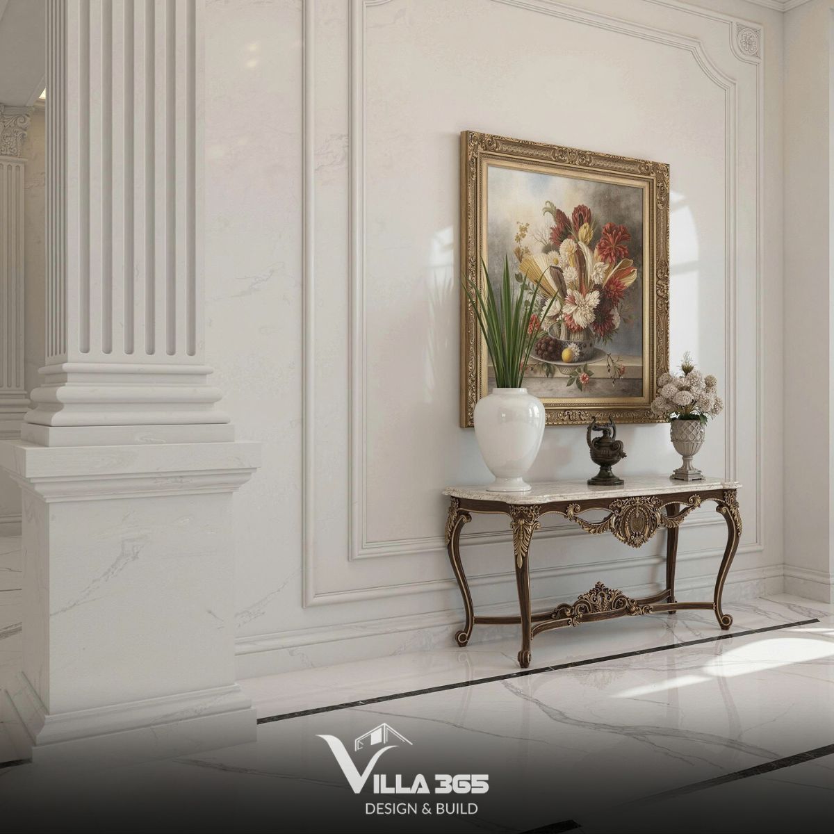 Thiết kế nội thất Maison Blanche trị liệu cho gia chủ sống khỏe 7 Chiếc bàn mang đậm phong cách Baroque với những đường cong uốn lượn mềm mại ở chân và yếm bàn