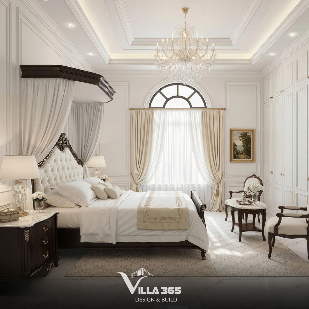 Thiết kế nội thất Maison Blanche trị liệu cho gia chủ sống khỏe 9 Sự kết hợp của vải voan trắng rủ nhẹ và bộ chăn ga gối màu kem tinh khôi mang lại cảm giác êm ái, vỗ về mọi giác quan
