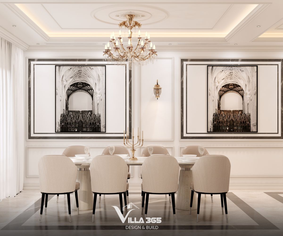 Hai bức tranh mô tả kiến trúc vòm Gothic với những đường nét điêu khắc đá tinh xảo, mang hơi thở của nghệ thuật kiến trúc cổ điển châu Âu vào không gian sống 