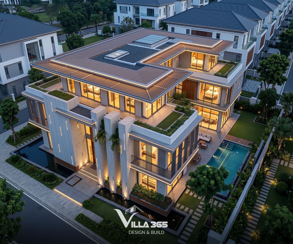Oasis Villa - Nơi khởi sinh nhịp sống mới cho gia đình trẻ 5 Biệt thự sở hữu sân vườn rộng với thảm cỏ, cây bóng mát, lối đi lát đá và các khoảng xanh trên ban công