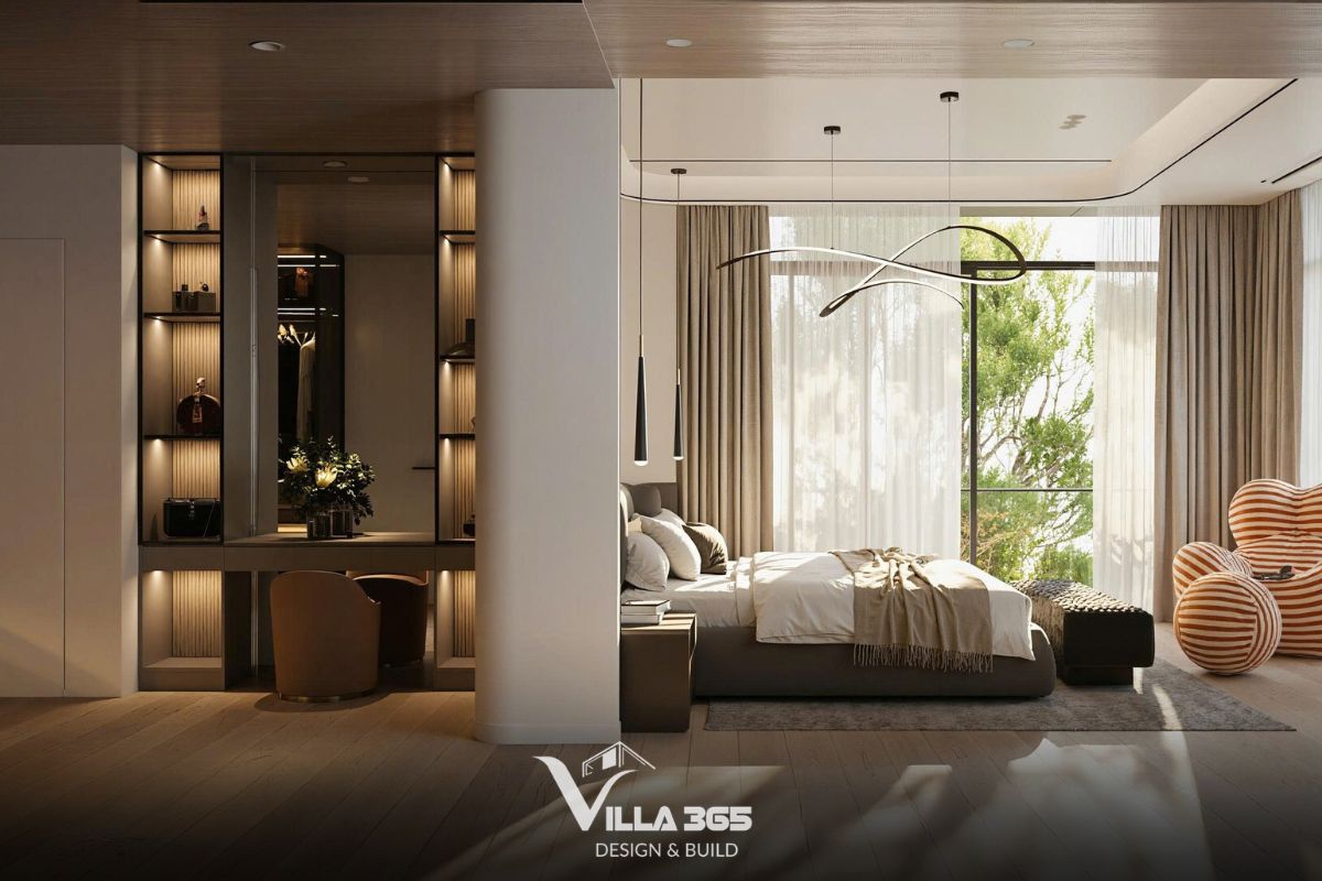 Thiết kế nội thất Solaris Villa – Khoảng dừng ấm áp giữa đời sống hiện đại 7 Sự kết hợp giữa các tông màu beige, nâu đất và trắng kem tạo nên một bầu không khí thư giãn và dễ chịu