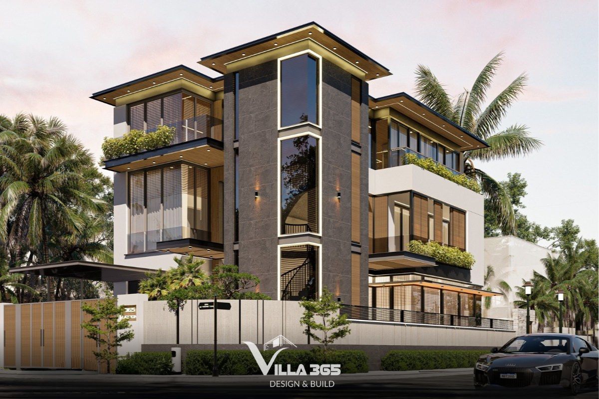 Mẫu thiết kế biệt thự 400m2 đẳng cấp, bản vẽ công năng & báo giá 2026 18 Mẫu thiết kế biệt thự 400m2 lô góc đẹp khai thác tối đa hai mặt tiền nhằm tăng giá trị thẩm mỹ kiến trúc