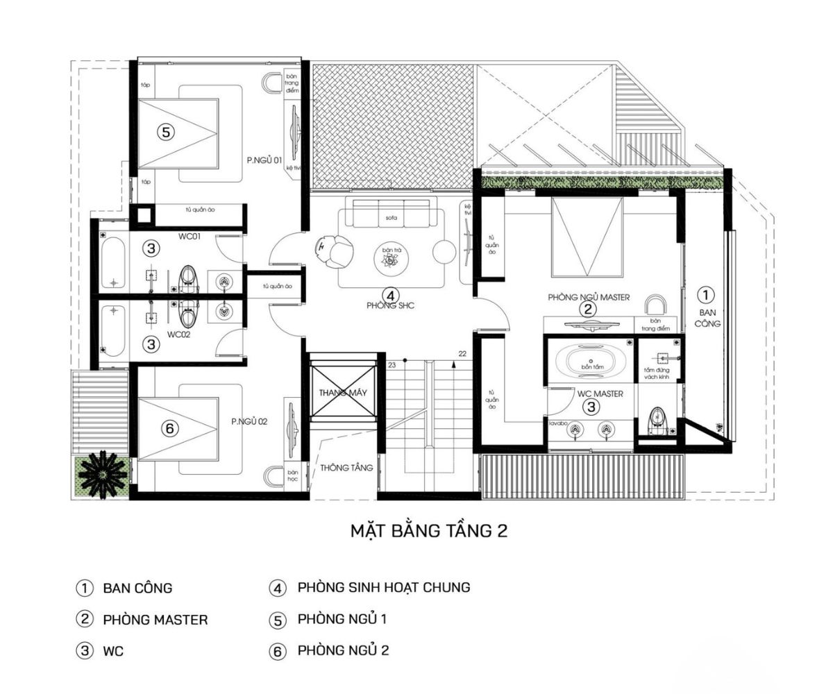 Mẫu thiết kế biệt thự 400m2 đẳng cấp, bản vẽ công năng & báo giá 2026 28 Công năng biệt thự 400m2 1–2 tầng phù hợp với gia đình 4–6 thành viên yêu thích sự tiện nghi vừa đủ (Ảnh: Sưu tầm)