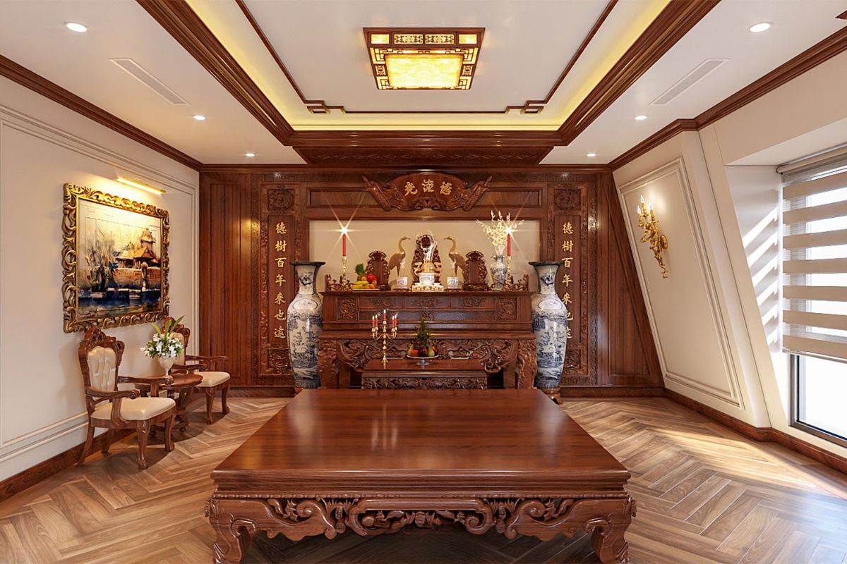 Nội thất biệt thự cao cấp luôn chú trọng sự cân bằng giữa giá trị truyền thống và thẩm mỹ hiện đại (Ảnh: Sưu tầm)