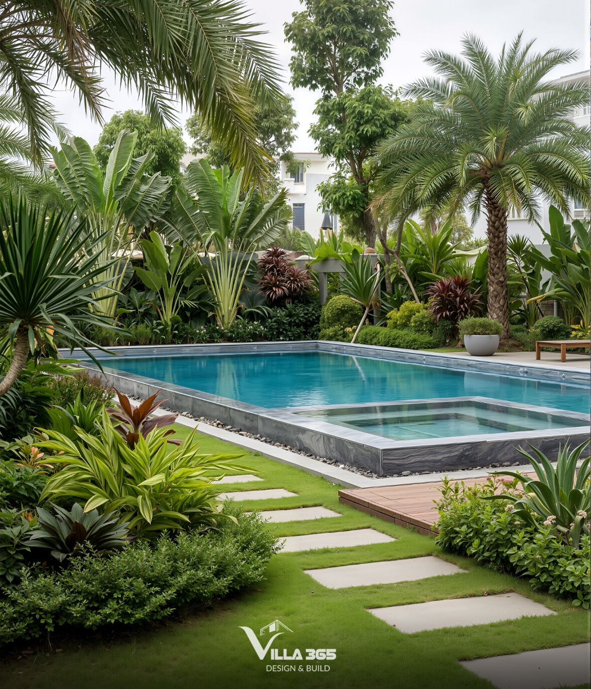 Yên Villa – Biệt thự 3 tầng xử lý nắng Tây Bắc bằng hệ lam 45 độ và vườn nhiệt đới 5 Không gian xanh hoạt động như một lớp đệm vi khí hậu hiệu quả