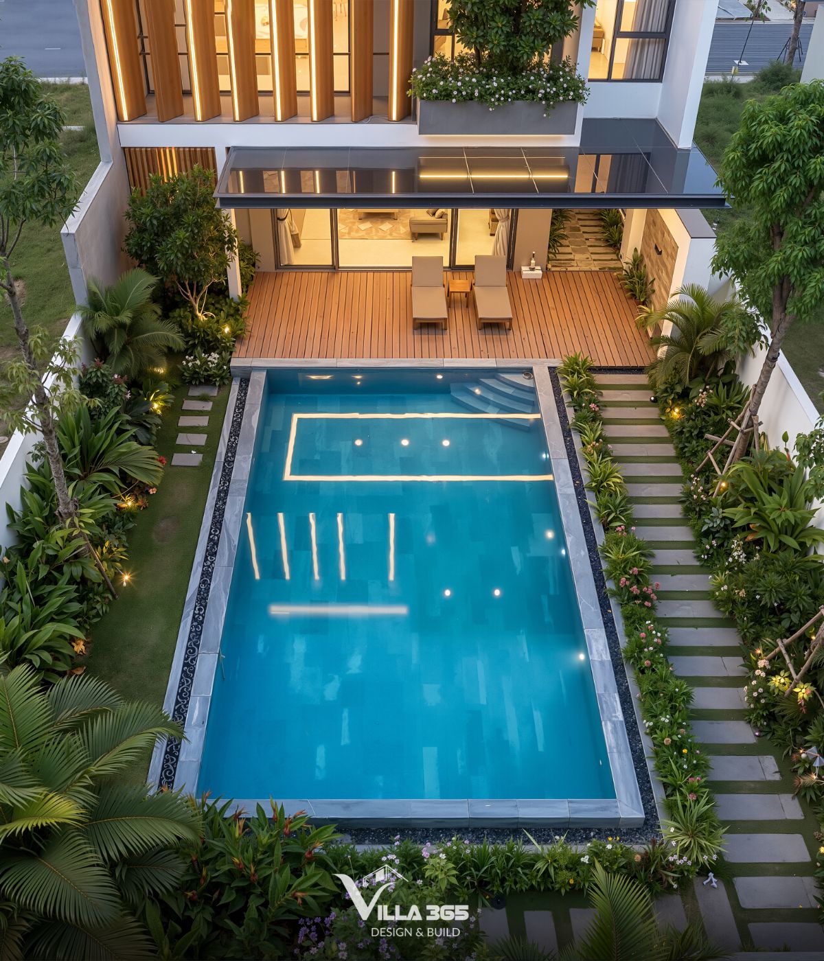 Yên Villa – Biệt thự 3 tầng xử lý nắng Tây Bắc bằng hệ lam 45 độ và vườn nhiệt đới 12 Yên Villa giải quyết hiệu quả bài toán cân bằng giữa vi khí hậu, riêng tư và trải nghiệm sống