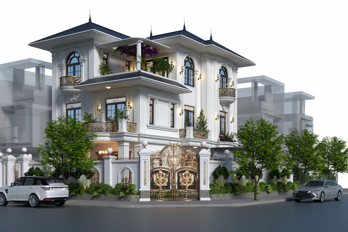 Mẫu biệt thự 3 tầng 2 mặt tiền đẹp