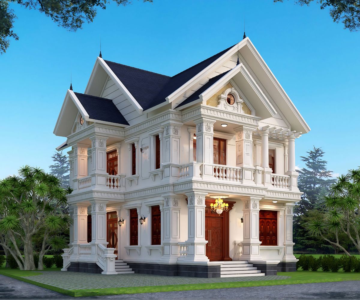 Khi kết hợp cùng sân vườn rộng, mẫu biệt thự này càng thể hiện rõ vẻ đẹp sang trọng và đẳng cấp (Ảnh: Sưu tầm)