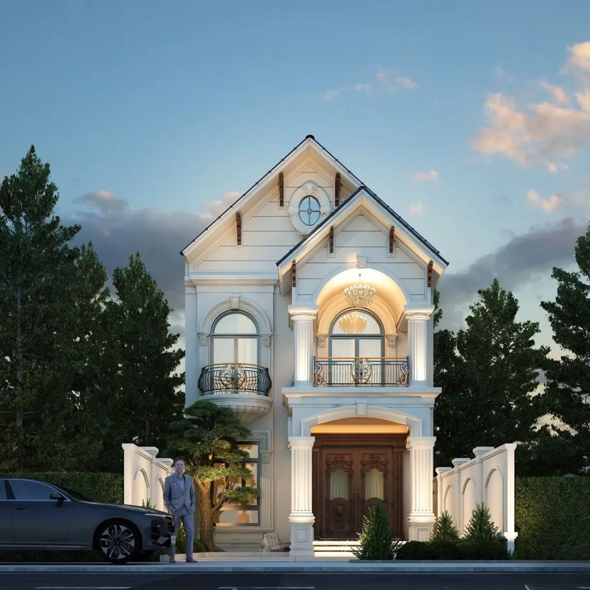 Hệ mái Thái kết hợp kiến trúc hiện đại mang đến diện mạo nổi bật cho công trình giữa khu dân cư đông đúc (Ảnh: Sưu tầm)