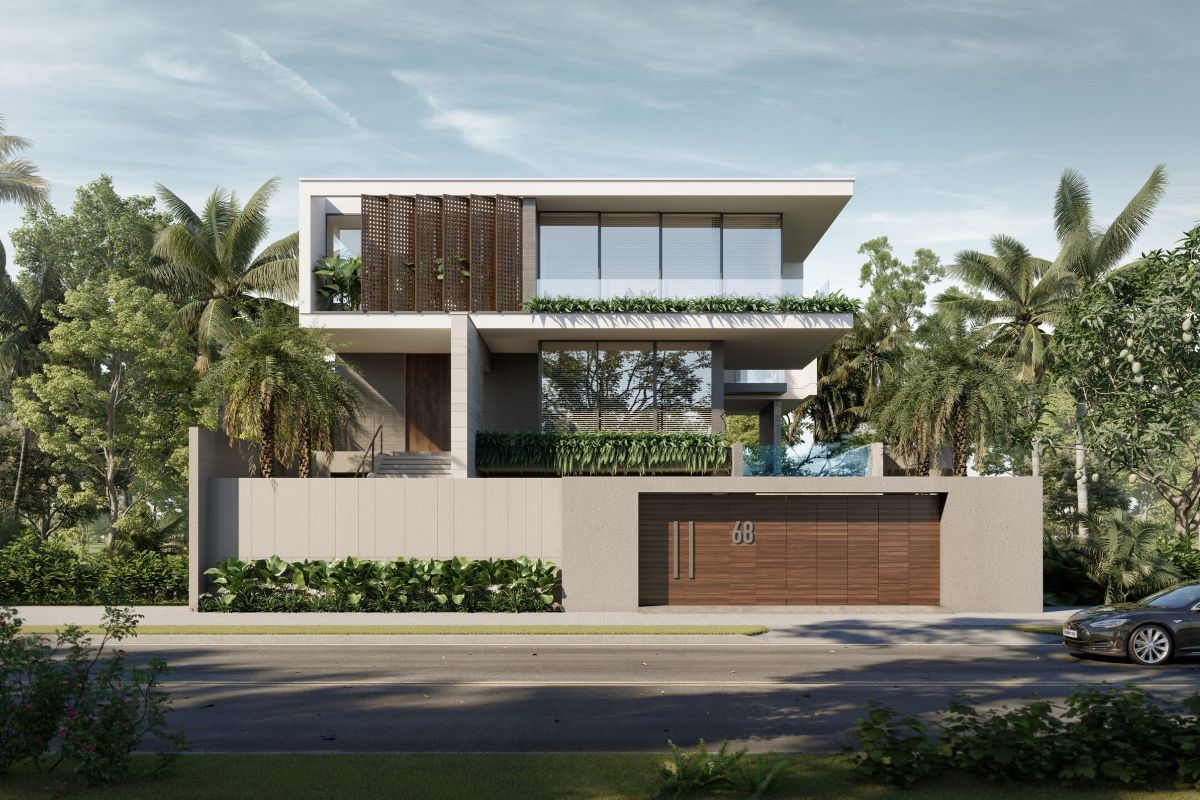 Thiết kế biệt thự 1 trệt 2 lầu Tropical đề cao sự kết nối giữa kiến trúc và cảnh quan để tạo nên trải nghiệm sống thư thái (Ảnh: Sưu tầm)
