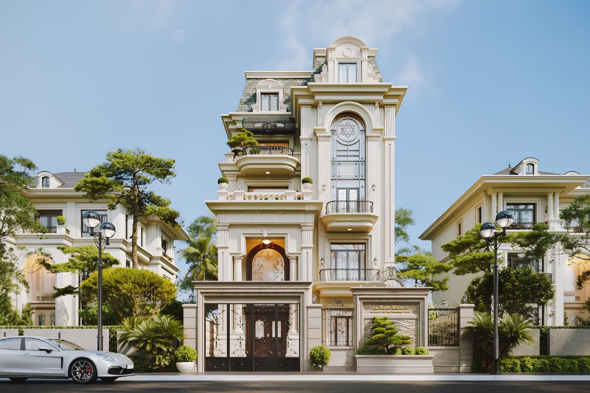 Mẫu biệt thự 1 trệt 3 lầu đẹp đẳng cấp kèm báo giá chi tiết 2026 8 Biệt thự tân cổ điển 1 trệt 3 lầu chinh phục nhiều gia chủ nhờ vẻ đẹp sang trọng và trường tồn (Ảnh: Sưu tầm)