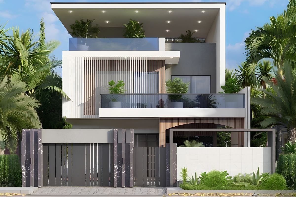 Mẫu biệt thự 2 tầng 1 tum đẹp 2026: Xu hướng thiết kế & báo giá trọn gói 13 Mẫu biệt thự 2 tầng 1 tum 3 phòng ngủ phù hợp với gia đình từ 4–5 thành viên (Ảnh: Sưu tầm)