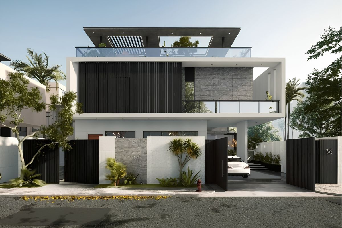 Mẫu biệt thự 2 tầng 1 tum đẹp 2026: Xu hướng thiết kế & báo giá trọn gói 19 Biệt thự 2 tầng 1 tum có gara là xu hướng được nhiều gia đình hiện đại lựa chọn (Ảnh: Sưu tầm)