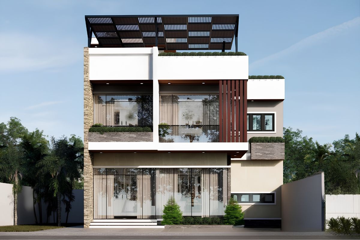 Mẫu biệt thự 2 tầng 1 tum đẹp 2026: Xu hướng thiết kế & báo giá trọn gói 31 120m2 được xem là diện tích lý tưởng để phát triển một công trình biệt thự tiện nghi (Ảnh: Sưu tầm)